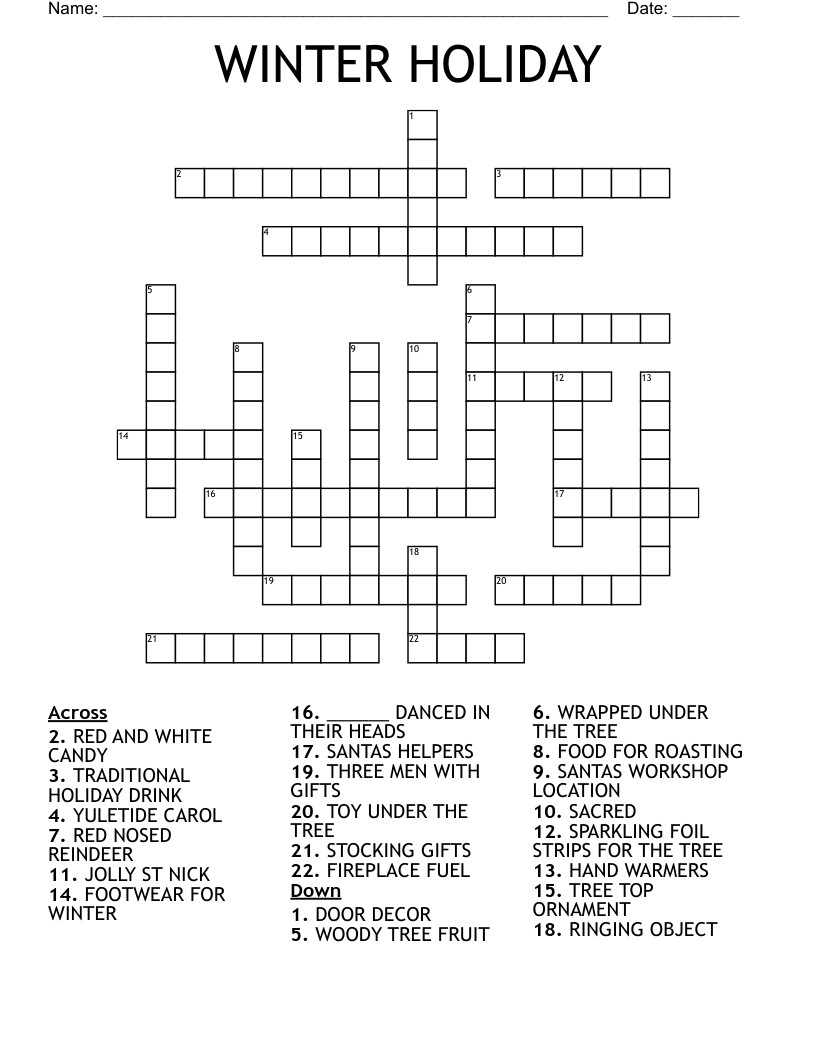 WINTER HOLIDAY Crossword