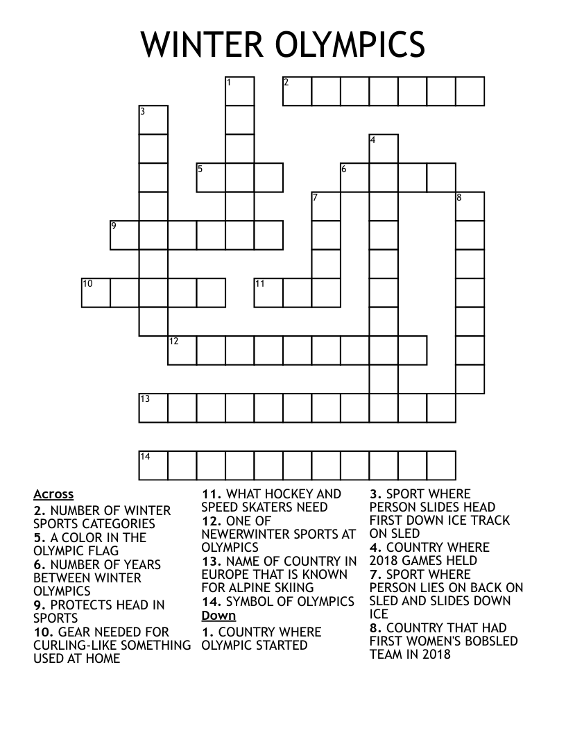 WINTER OLYMPICS Crossword