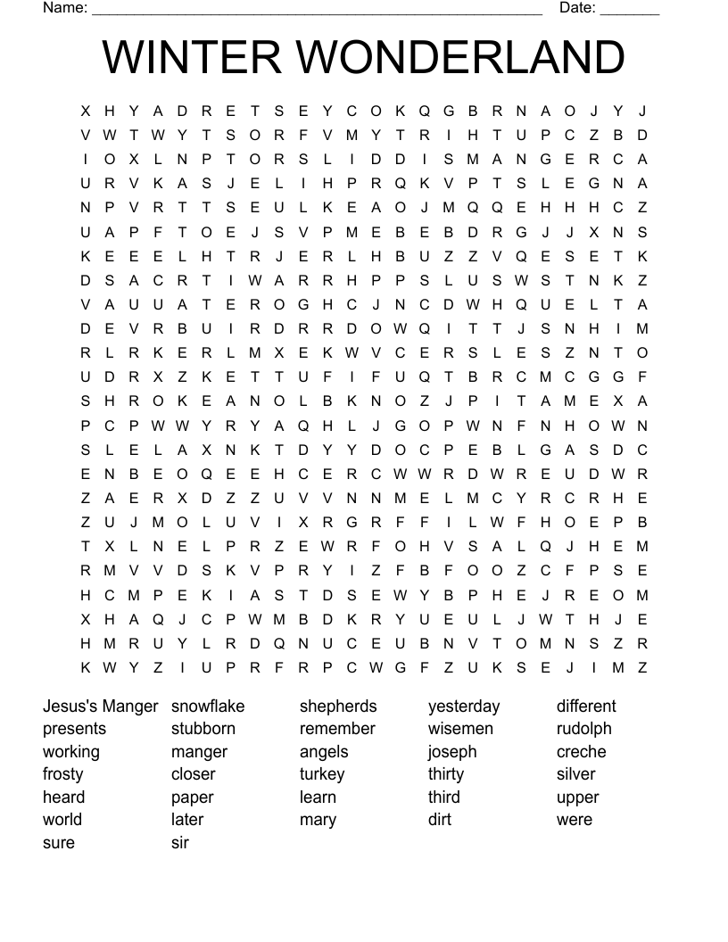 WINTER WONDERLAND Word Search