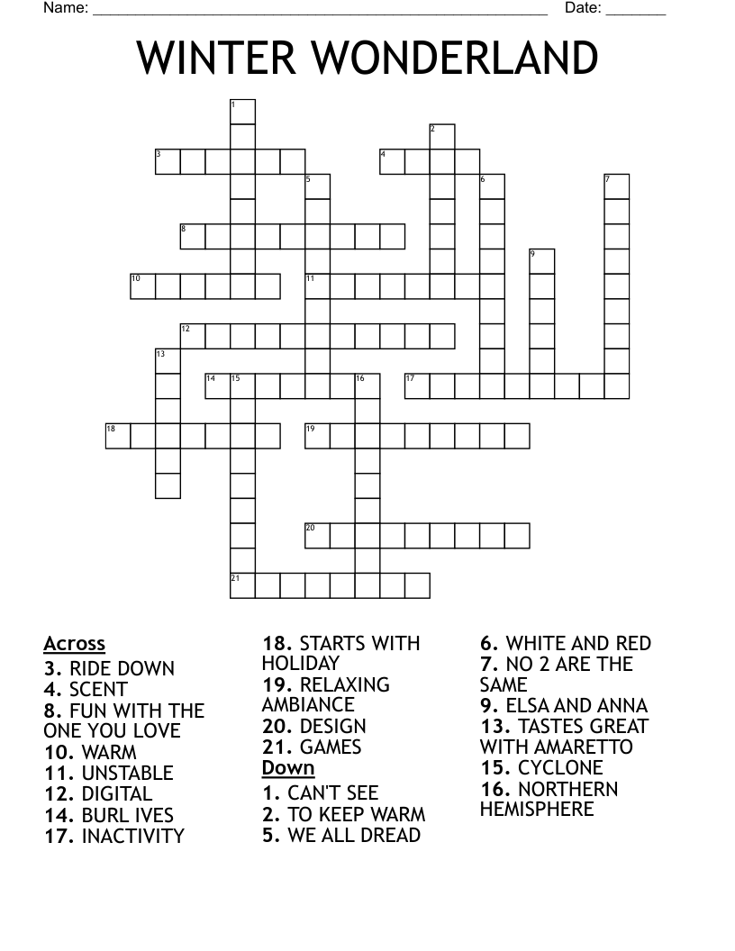 WINTER WONDERLAND Crossword