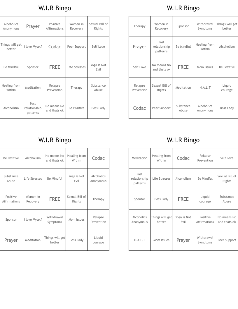 W.I.R Bingo