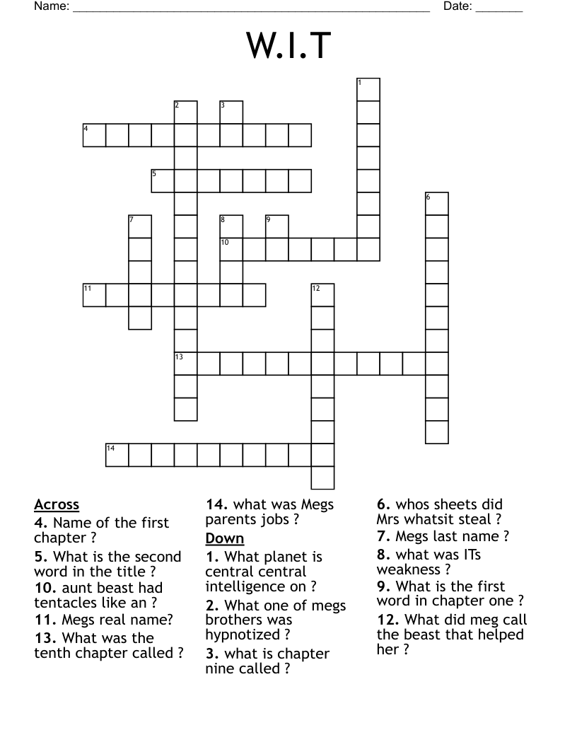 W.I.T Crossword