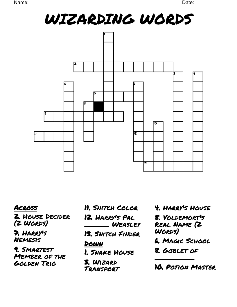 WIZARDING WORDS Crossword