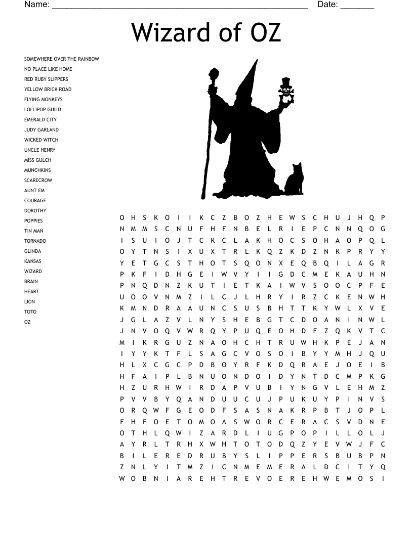 Wizard of OZ Word Search