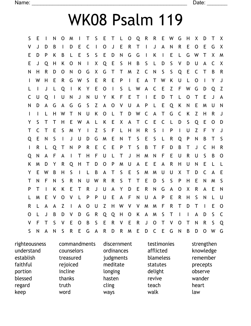 WK08 Psalm 119 Word Search