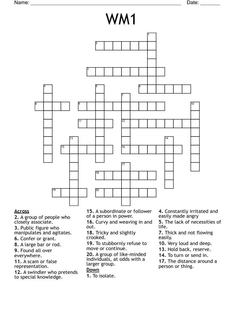 WM1 Crossword