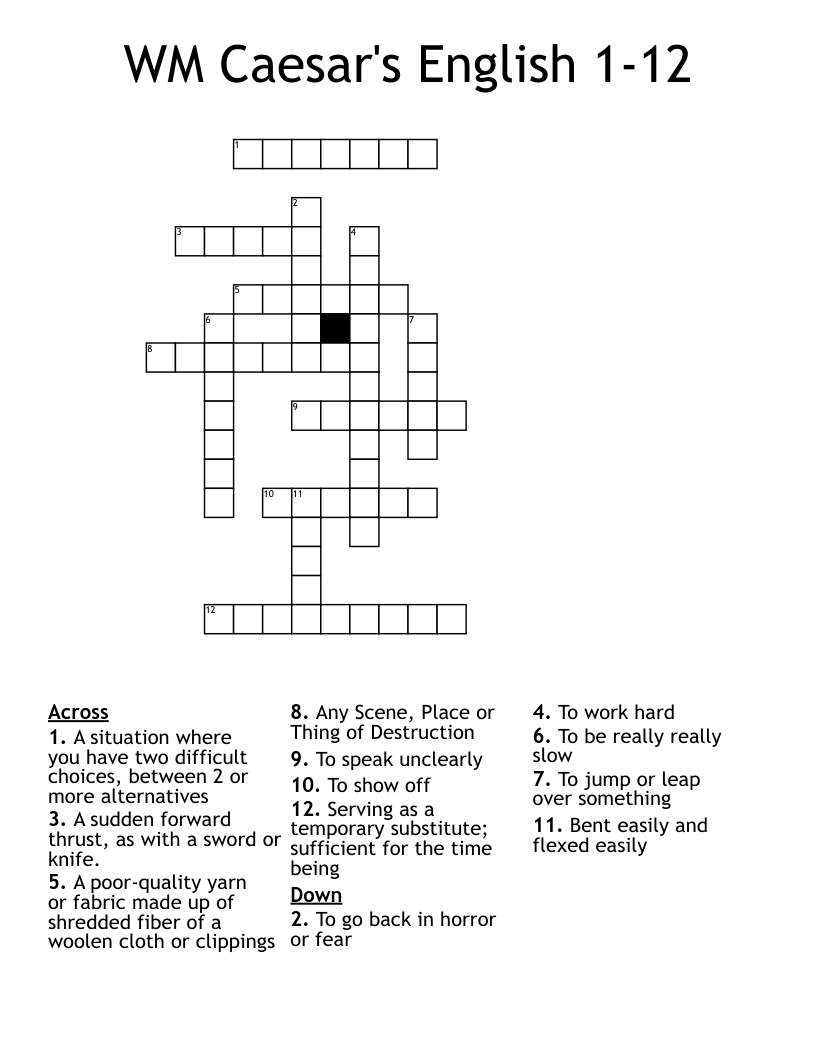 WM Caesar's English 1-12 Crossword