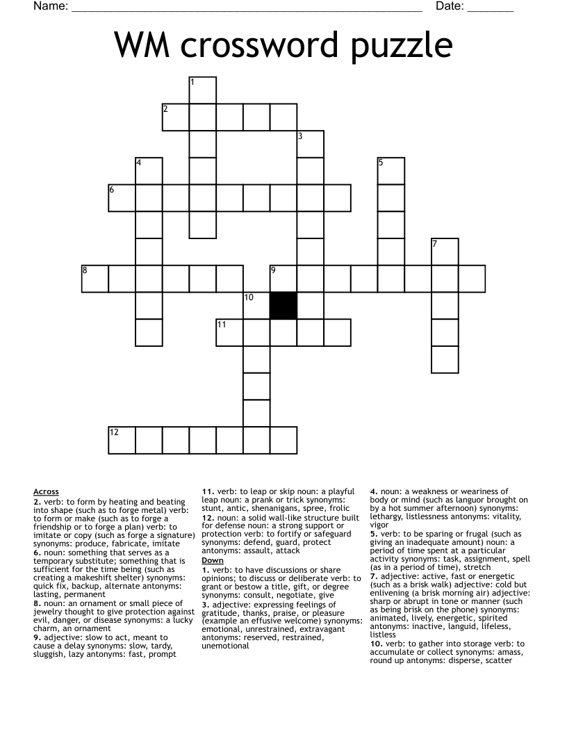 WM crossword puzzle 