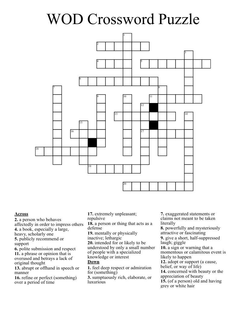 WOD Crossword Puzzle
