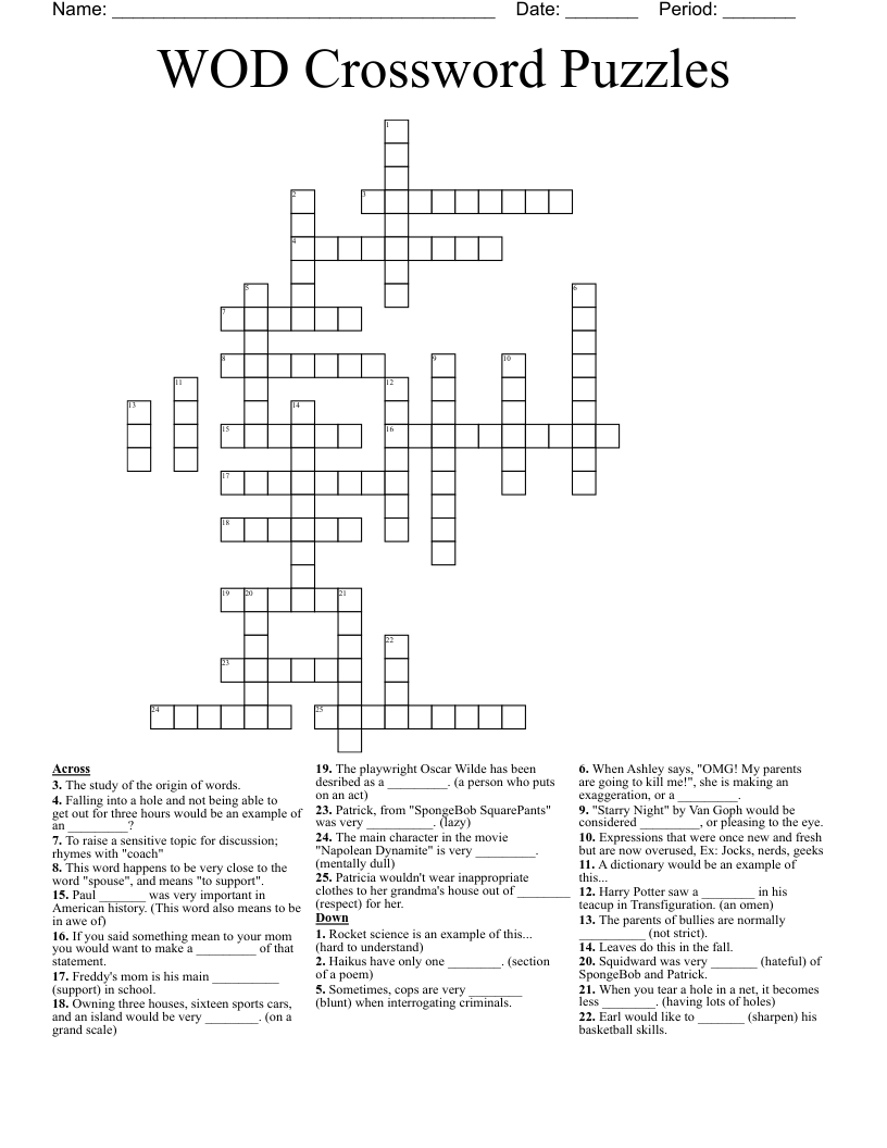 WOD Crossword Puzzles