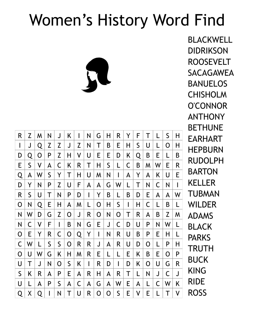 Women’s History Word Find Word Search