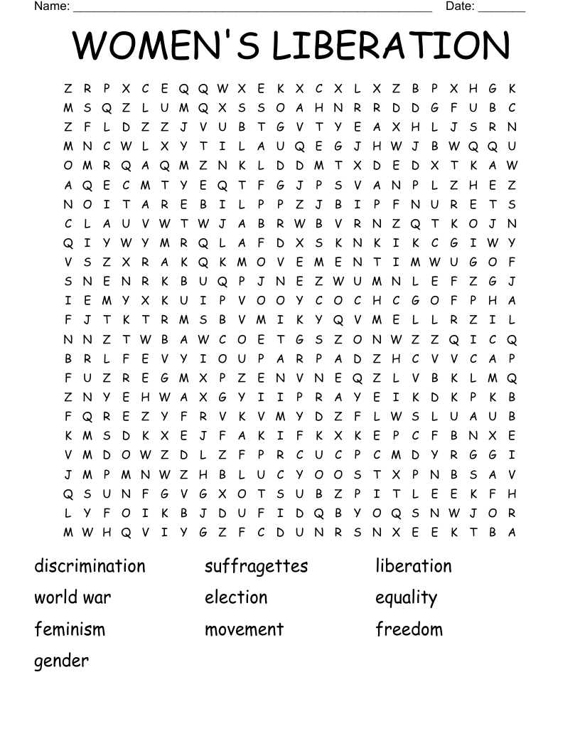 WOMEN'S LIBERATION Word Search
