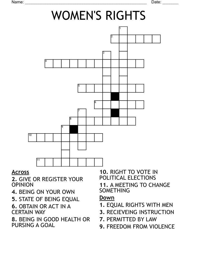 WOMEN'S RIGHTS Crossword