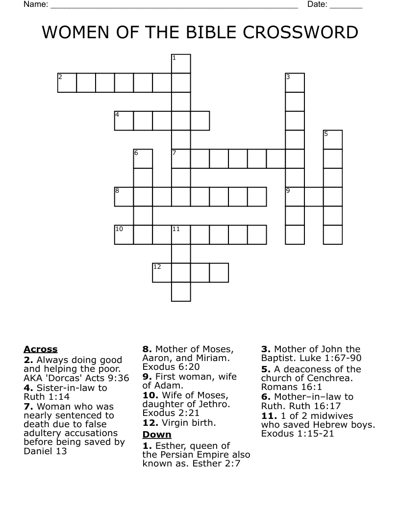 WOMEN OF THE BIBLE CROSSWORD