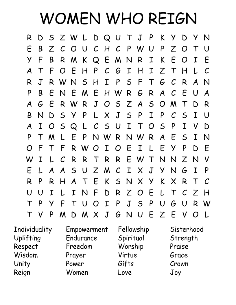 WOMEN WHO REIGN Word Search