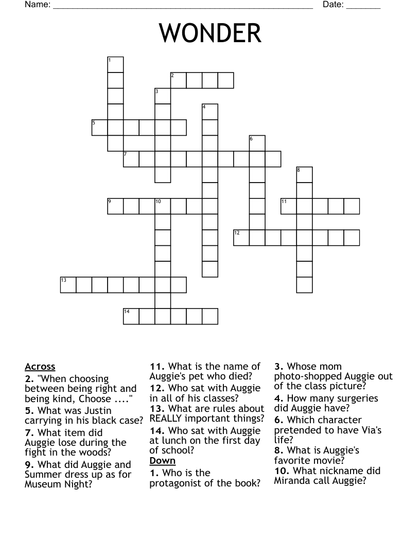 WONDER Crossword