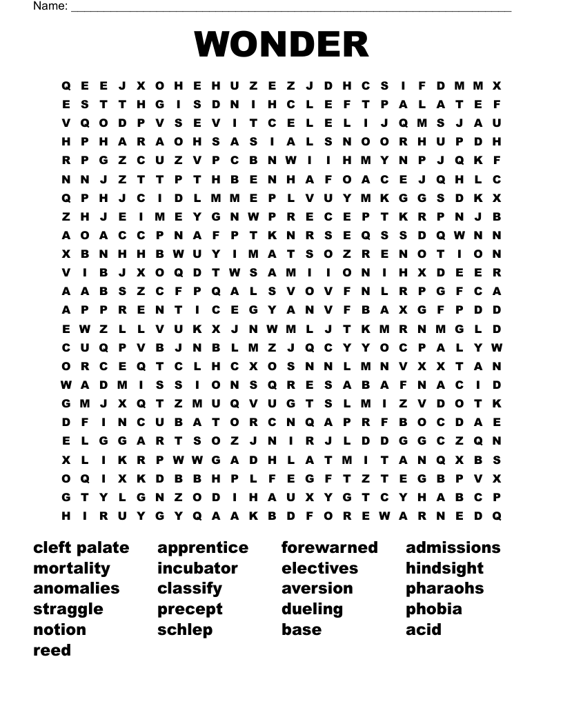 WONDER Word Search