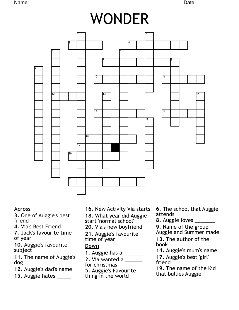 WONDER Crossword