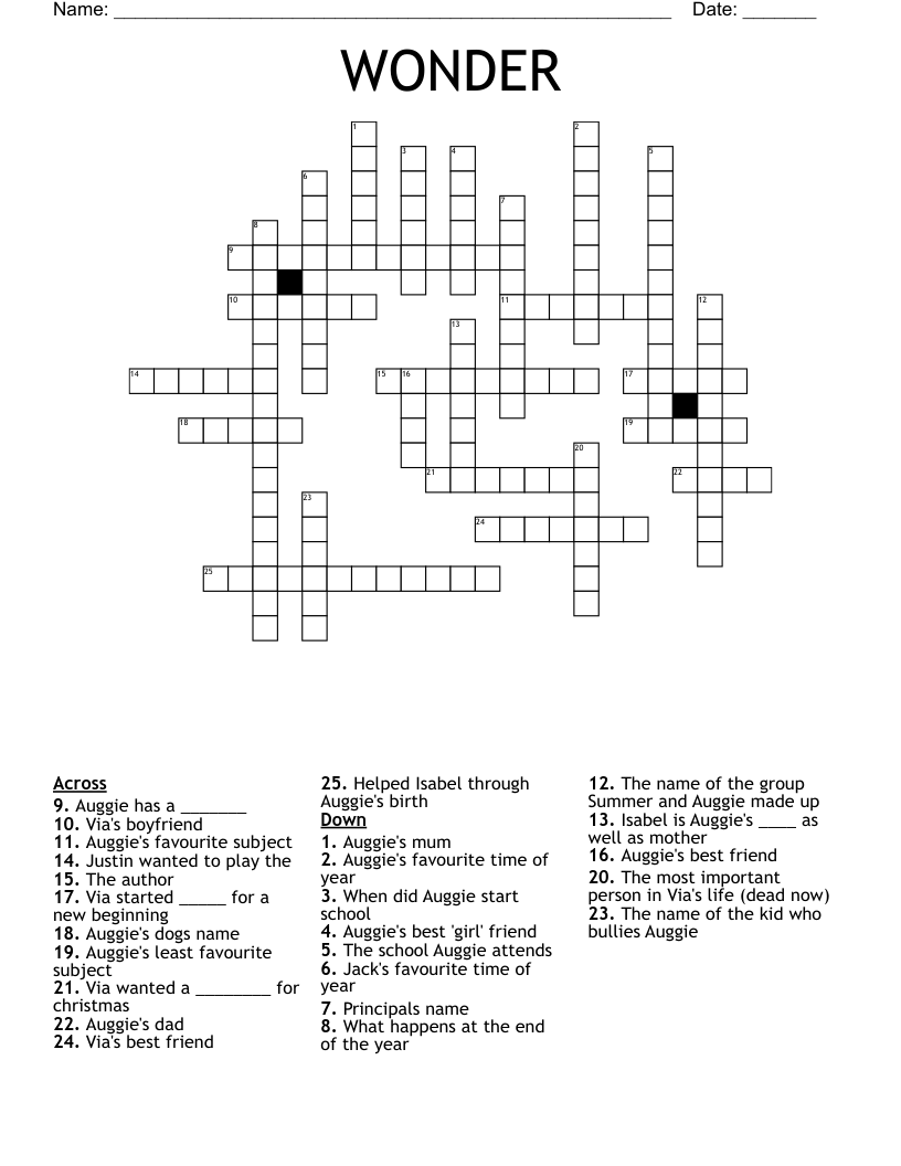 WONDER Crossword