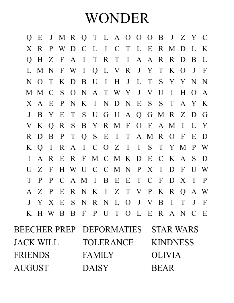 WONDER Word Search
