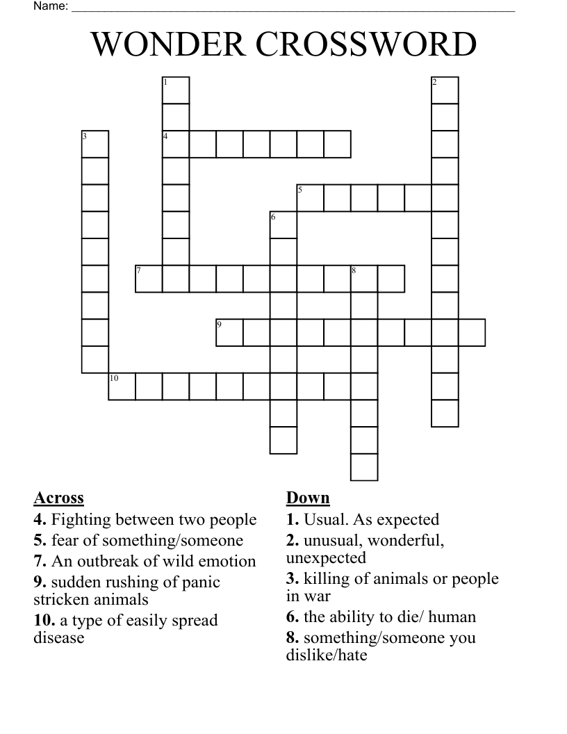 WONDER CROSSWORD