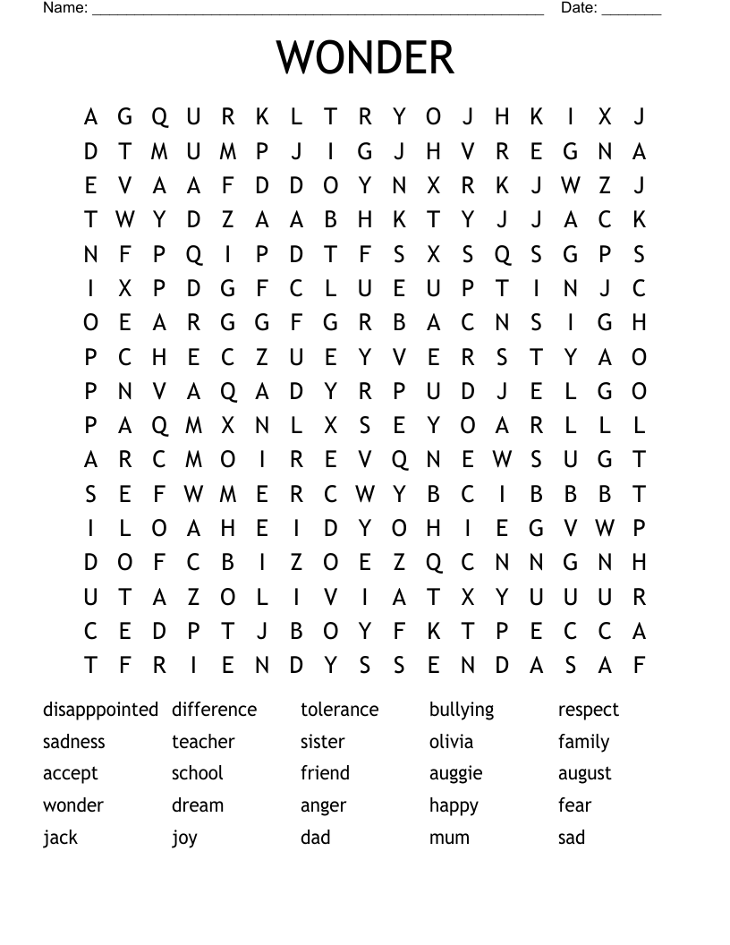 WONDER  Word Search