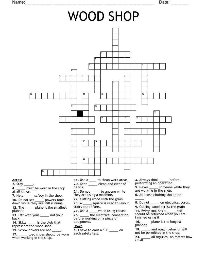 WOOD SHOP Crossword