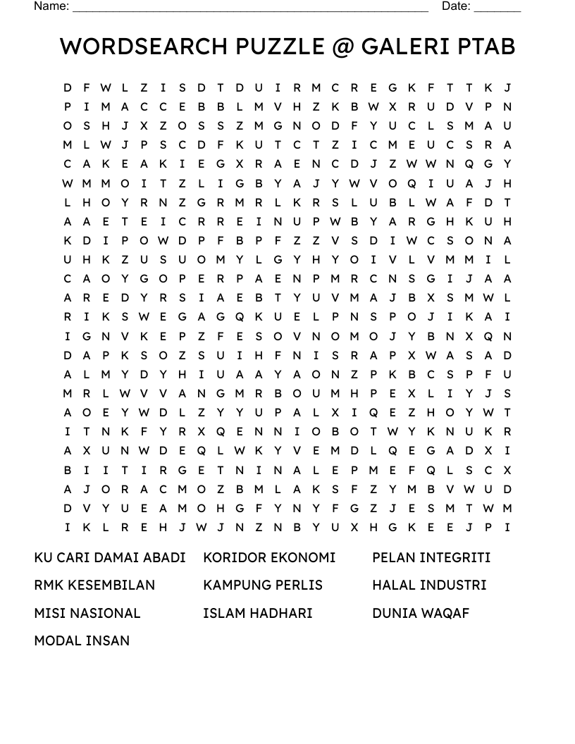 WORDSEARCH PUZZLE @ GALERI PTAB