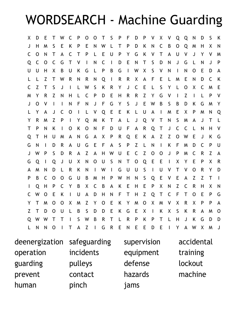 WORDSEARCH - Machine Guarding