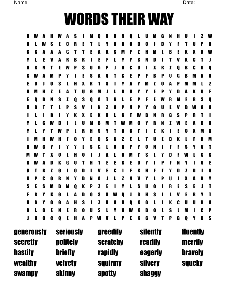 WORDS THEIR WAY Word Search