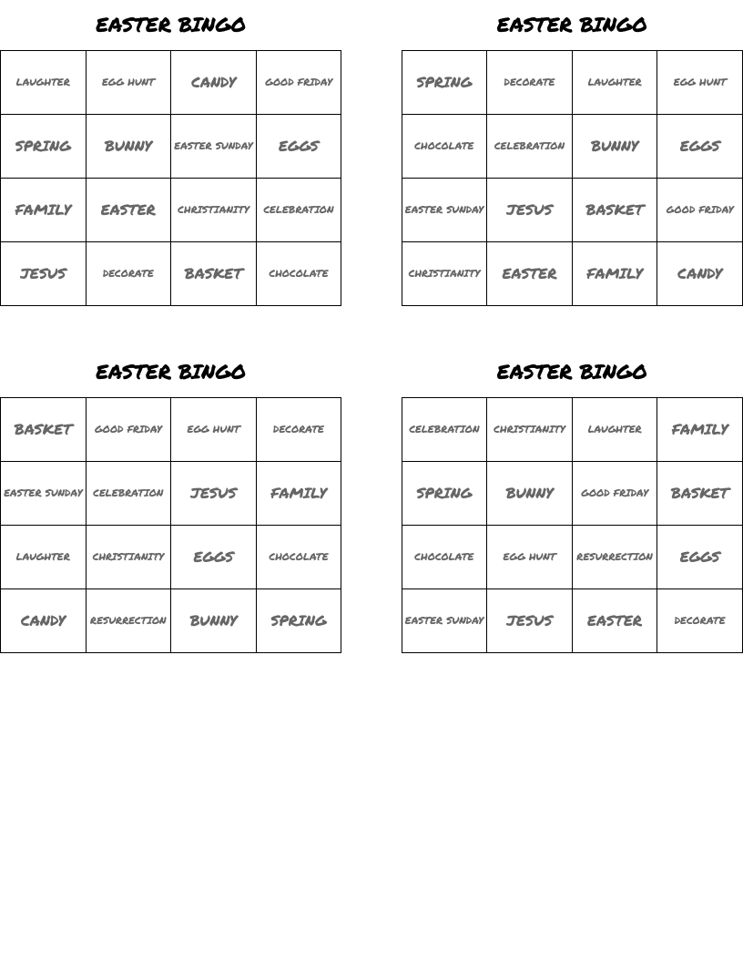 EASTER BINGO