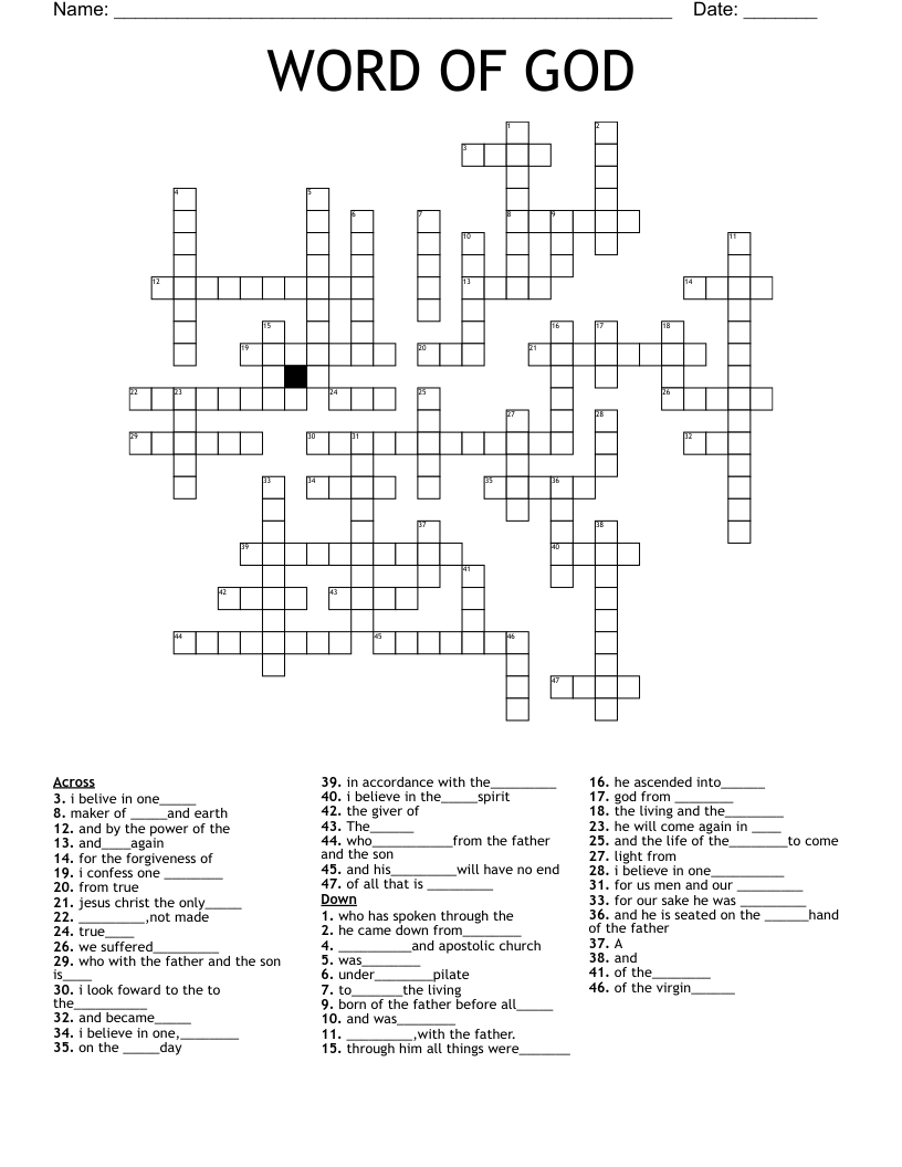 WORD OF GOD Crossword