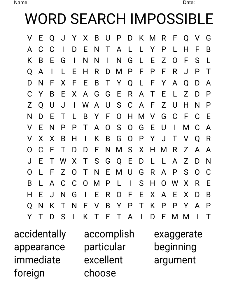 WORD SEARCH IMPOSSIBLE