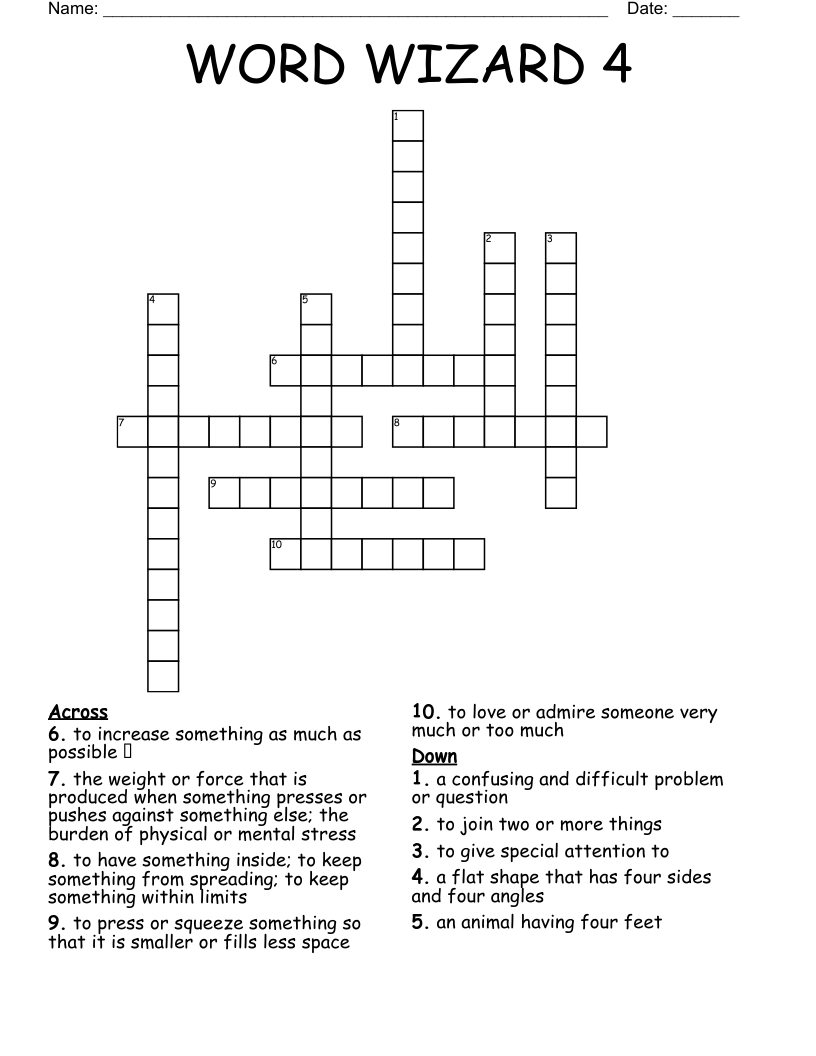 WORD WIZARD 4 Crossword