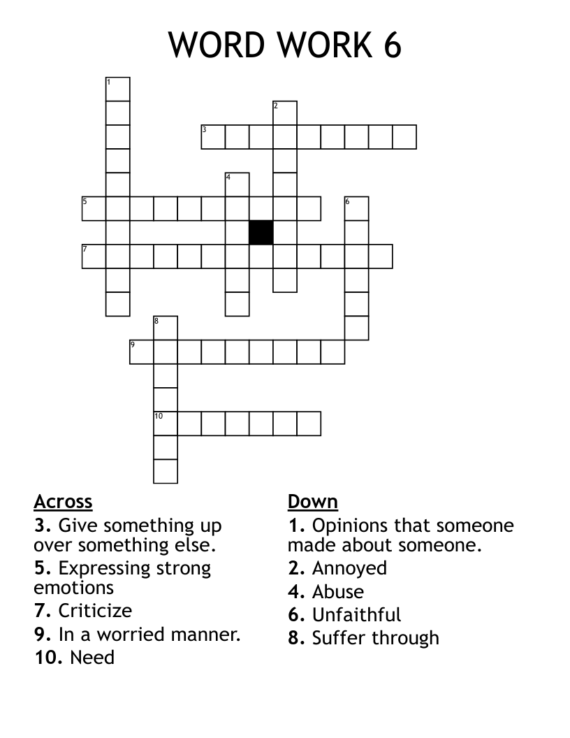 WORD WORK 6 Crossword