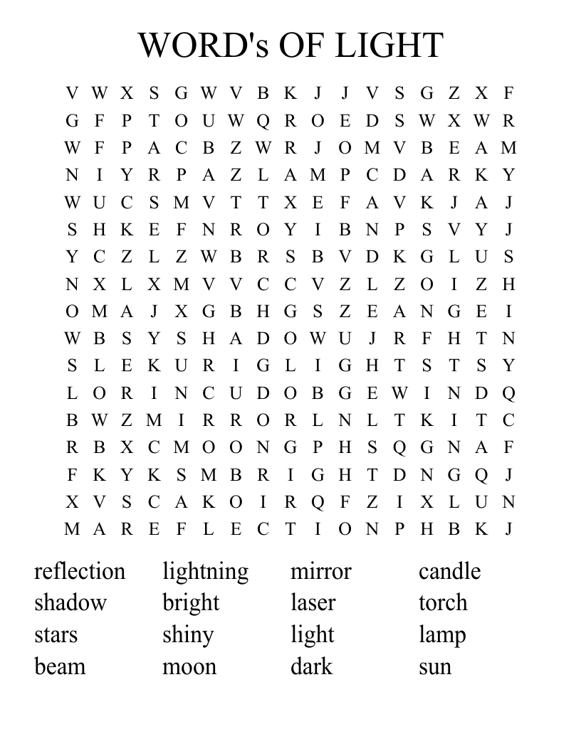 WORD's OF LIGHT Word Search