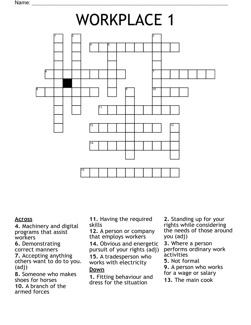 WORKPLACE 1 Crossword