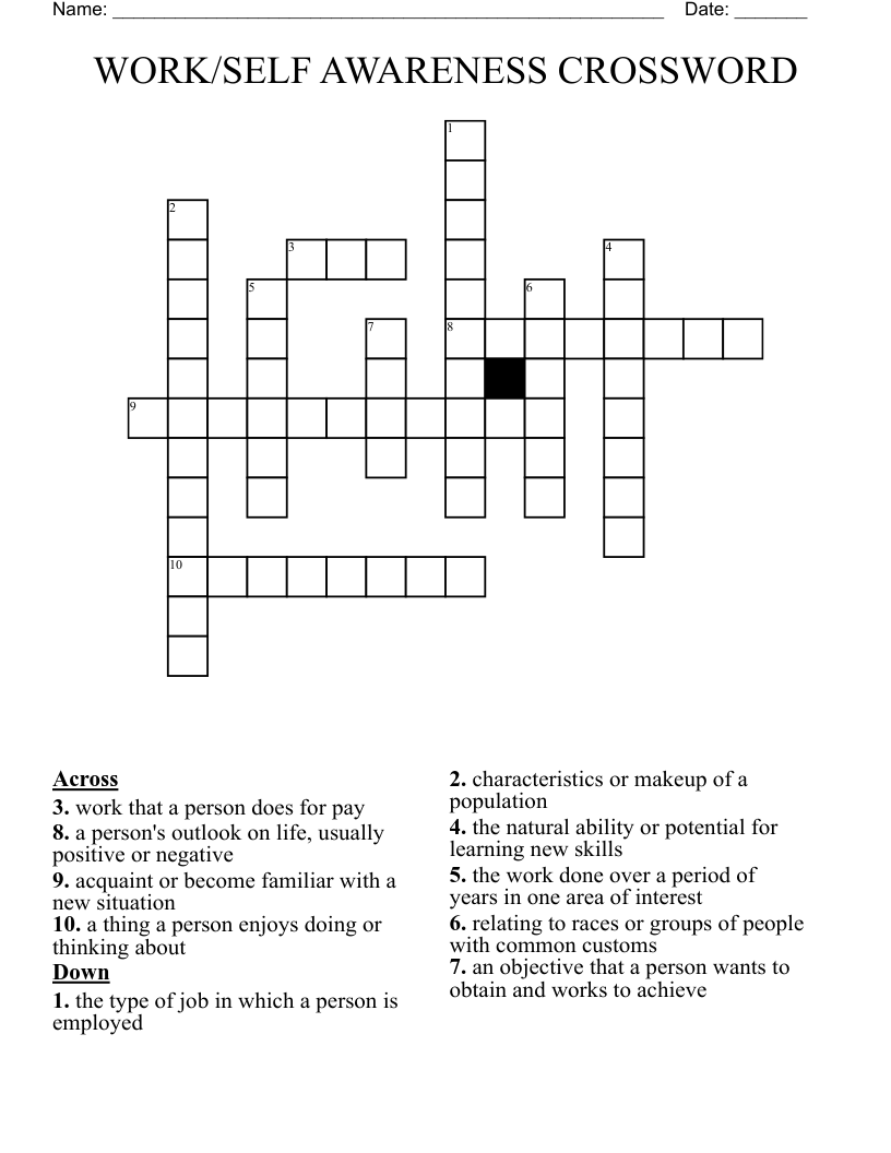 WORK/SELF AWARENESS CROSSWORD