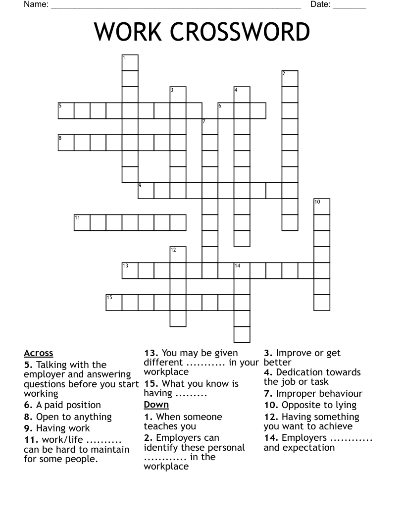 WORK CROSSWORD 