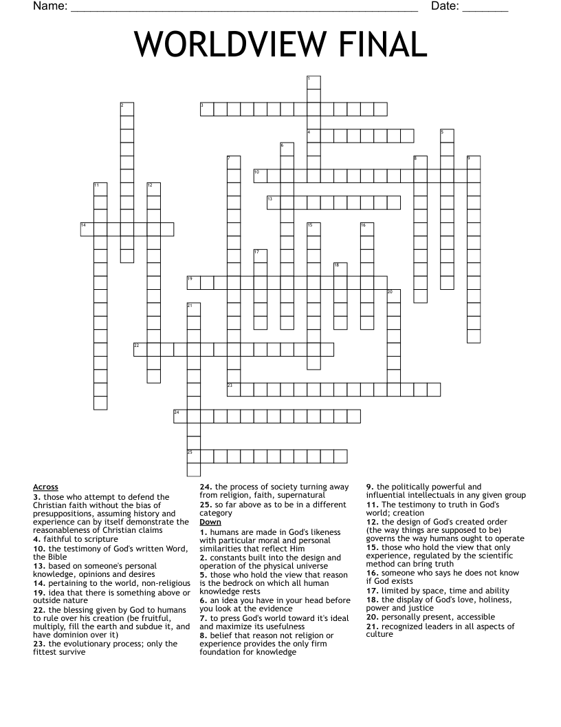 WORLDVIEW FINAL Crossword