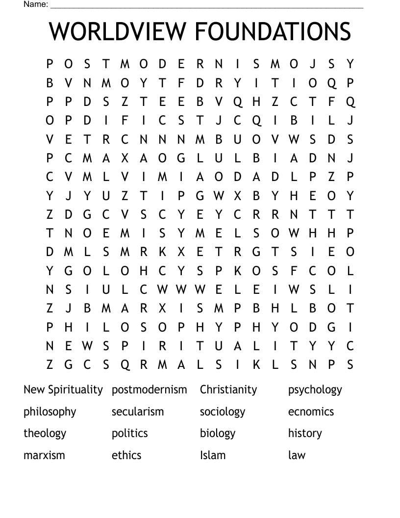 WORLDVIEW FOUNDATIONS Word Search