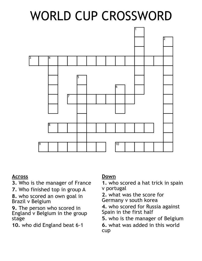 WORLD CUP CROSSWORD