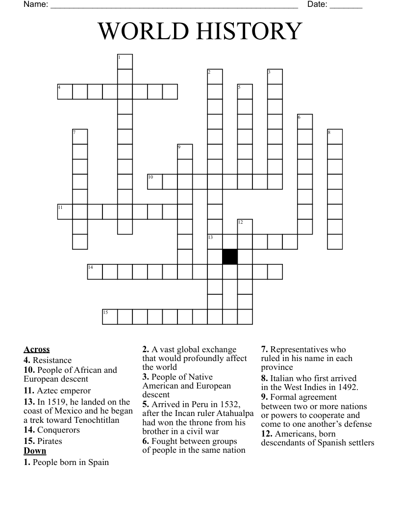 WORLD HISTORY Crossword