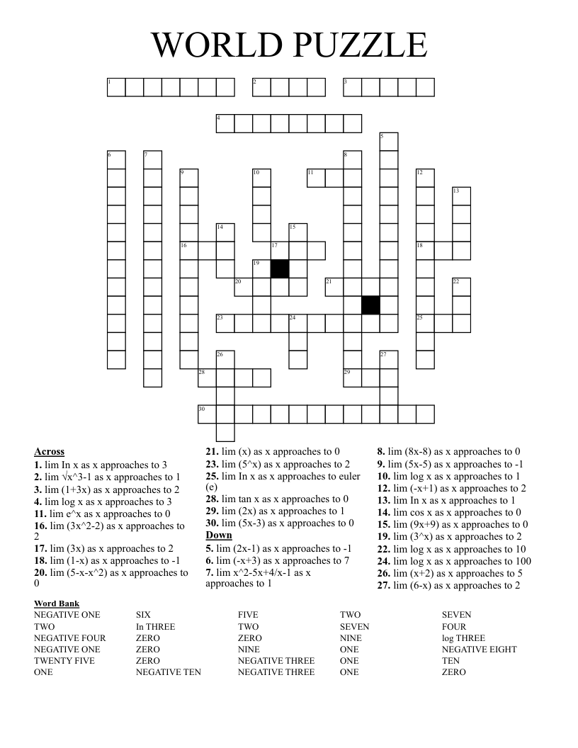 WORLD PUZZLE  Crossword