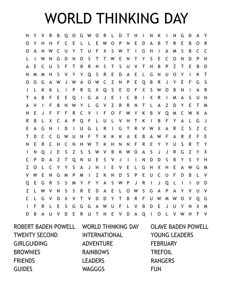 WORLD THINKING DAY Word Search