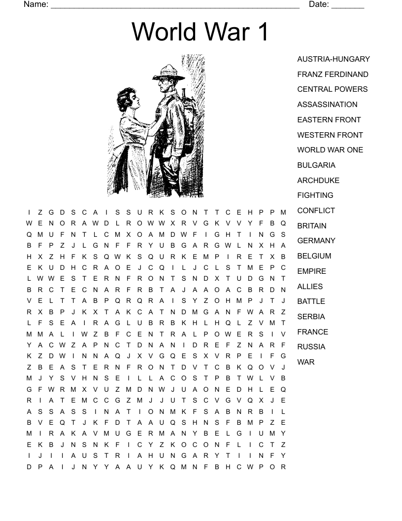 World War 1 Word Search