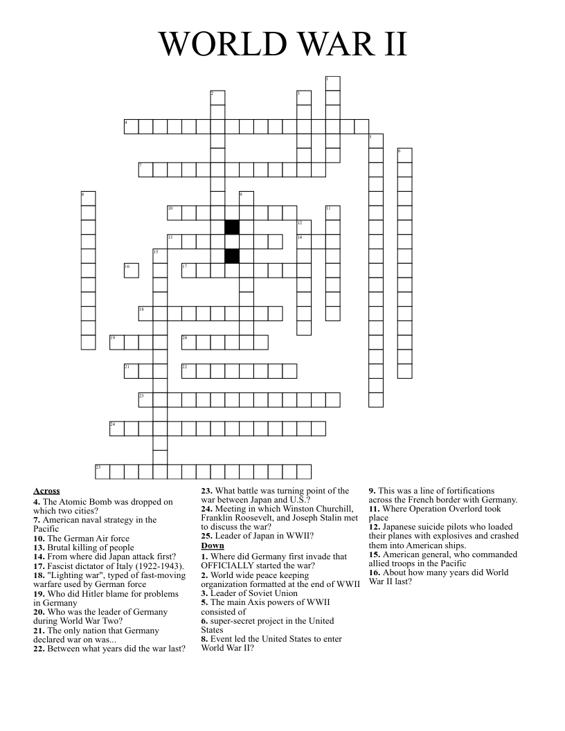 WORLD WAR II Crossword