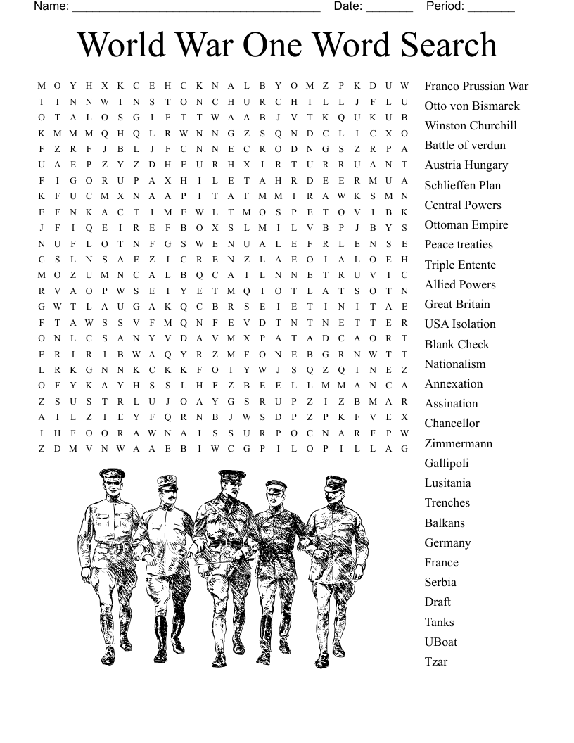 World War One Word Search 