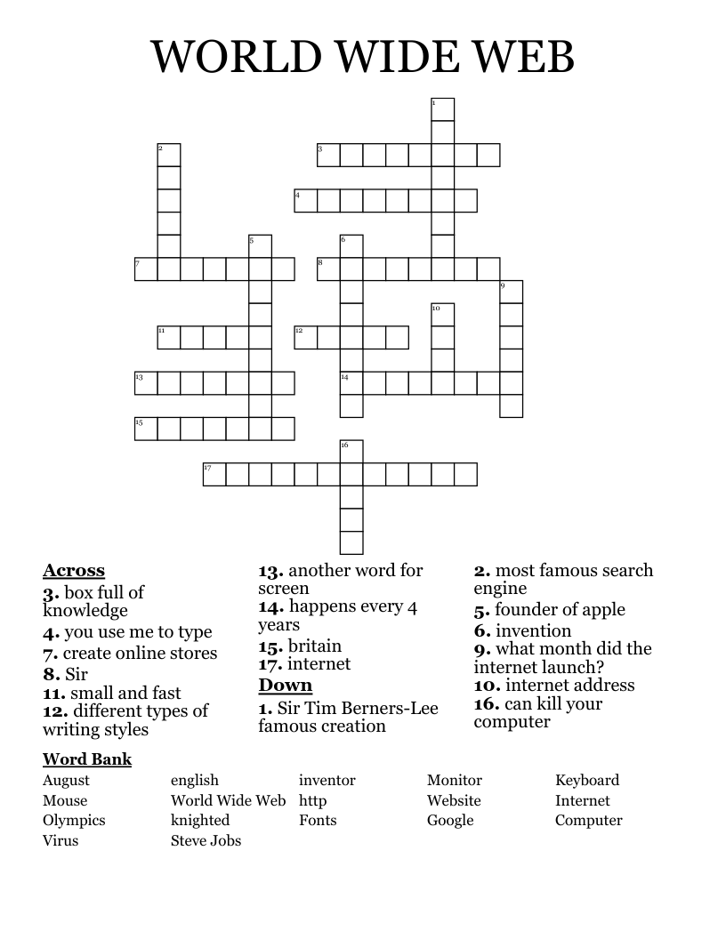 WORLD WIDE WEB Crossword