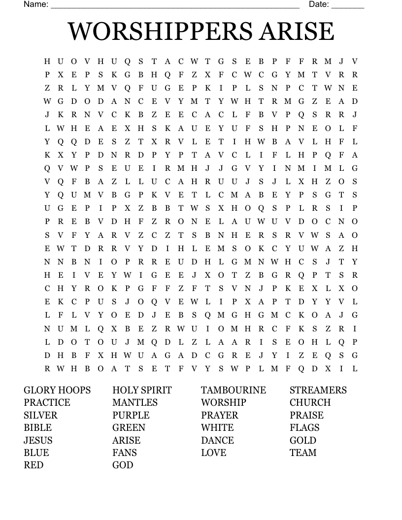 WORSHIPPERS ARISE Word Search